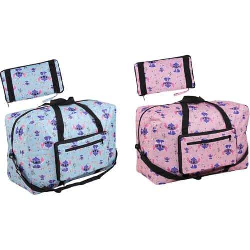 New Fashion Cartoon Stitch Woman Big Waterproof Nylon Fold Travel Bags Kids Messenger Bag For Children