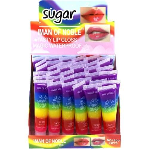 Wholesale 36pcs Rainbow Lip Gloss Cute Natural Moisturizing Kids Baby Girls Lips Balm Lip Oil Kawaii Moisturizing Lips Care Bulk