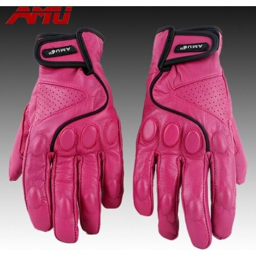 New Motorcycle Glove Real Leather Baseball Full Finger Gloves Motorbike Electric Bicycle Electrombile Mitts Guantes AMU