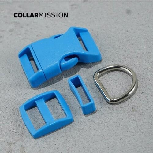 Plastic buckle+Tri-Glid+square keeper+D ring) DIY dog collar blue 25mm webbing sewing accessory premium quality