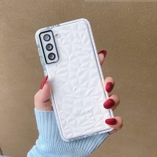 Diamond Pattern Shockproof Phone Case For Samsung S21 S20 S10 S9 S8 Plus A51 A71 A31 A50 A21S Note 20 10 Clear Soft Back Cover