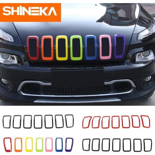 SHINEKA Racing Grilles Car Front Grille ABS Decoration Cover Stickers Car Styling Accessories For Jeep Cherokee 2019 Up