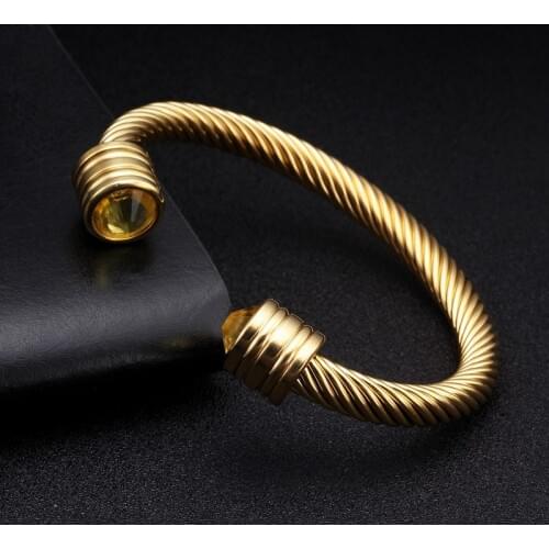 Luxury Braided Charm Open Cuff Men Male Sporty Bangles Trendy Stainless Steel Chain Link Vintage Bracelets With Crystal Jewelry