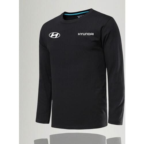 Spring Autumn New TSHIRT Men Long Sleeved Hyundai T-shirt Mens Round Neck Pure Color T shirt Size S-3XL