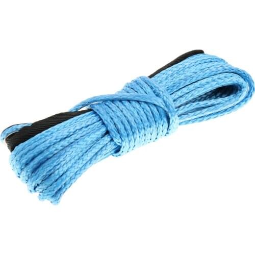 Blue 1/4" 50ft Synthetic Winch Rope Line With Sheath Thimble For Jeep SUV