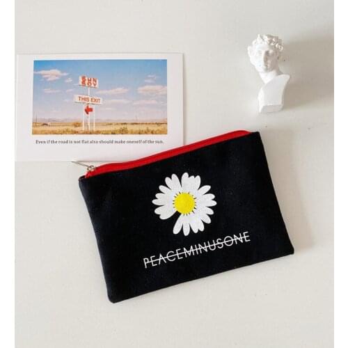 SIXONE Ins Popular Daisy Printing Pencil Case Korea Student Large Capacity Cosmetic Bag Purse Canvas Unisex School Stationery