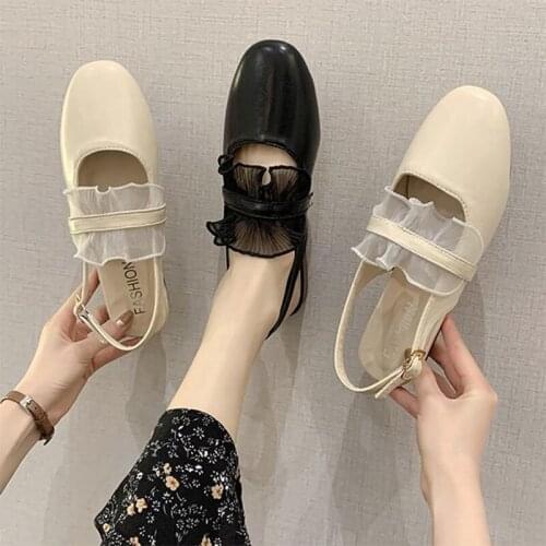 Shoe womens sandals summer High loafers for women Lace spring shoes without heels pumps chunky office fashion heel party 2021
