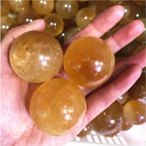 Yellow Calcite Balls Crystals Healing Stone Natural Polished Spheres For Decoration