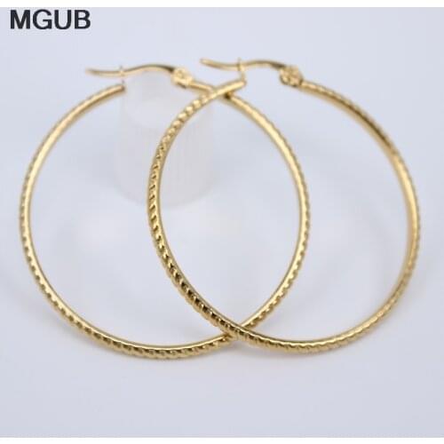 Stainless Steel Fashion Jewelry Circles Hoop Earrings For Women Statement Gold Color Round Circle Loop Earring Hot Sale LH726