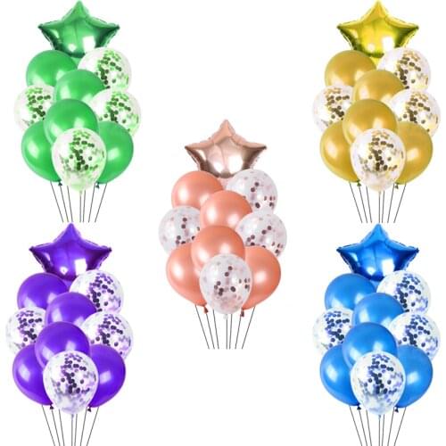 10pcs/lot green blue 18inch star Helium Baloon rose gold Confetti Latex Balloons birthday Wedding Party Decorations globos