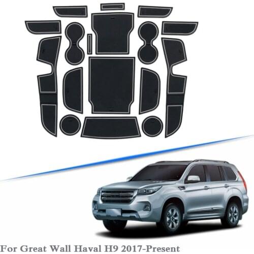 17pcs Car Styling For Great Wall Haval H9 2017-2020 Latex Gate slot pad Interior Door Groove Mat Non-slip dust Mat Accessories