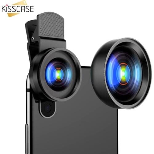 KISSCASE Phone Camera Lens 0.45X Wide Angle+12.5X Macro Fish Eye Lens for iPhone 12 Xiaomi Samsung HD Phone Camera 2 in 1 Lens