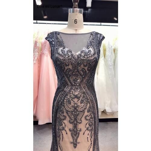 2020 Sexy Sheer Cap Sleeves Mermaid Evening Dresses Dubai Long Robe De Soiree Prom Dress Party Vestidos LE40717