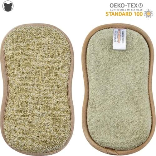 6PCS Dual action washing up sponges super quality microfiber scrub cleaning sponge scourer body cleansing available dropshipping