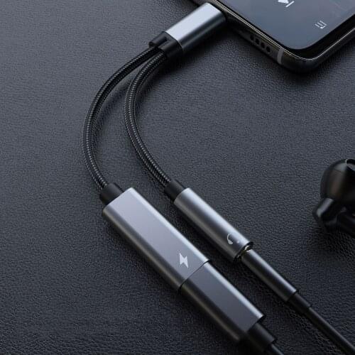 2 in 1 Type C to 3.5mm Aux Audio Headphone Charger Adapter PD60W Dongle