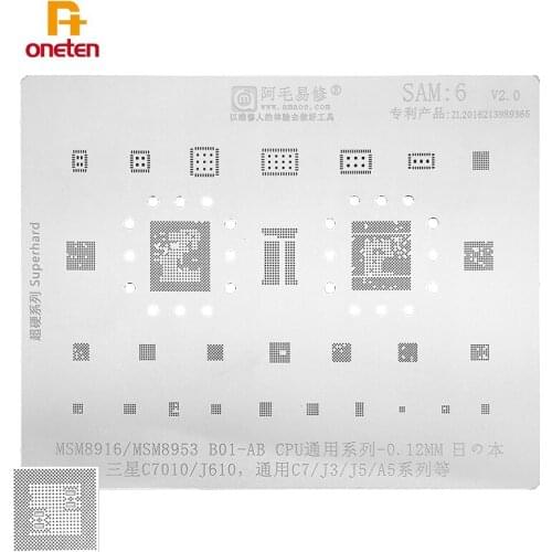 Amaoe BGA Reballing Stencil SAM6 For Samsung C7010/J610/MSM8916/8953B01/C7/J3/5/A5 CPU Tin Planting Soldering Net