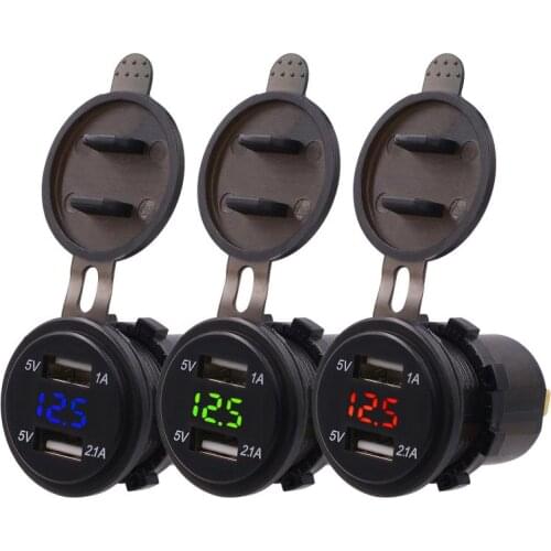 Car 3.1A Dual USB Voltmeter Car Charger Cigarette Lighter Type Waterproof Fast Charging Car Charger
