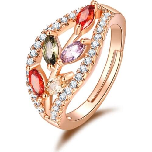 Bettyue Fascinating Design Energetic Style Multicolor Branch Grow In Crack Zirconia Distinctive Ring Adjustable For Women Gift