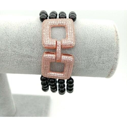 Bracelet Black Onyx Round 8'' 4 Strands