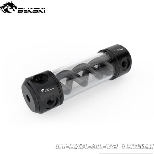 BYKSKI Length 190/ 260MM X 50MM Reservoir Aluminum Alloy+PMMA Acrylic Double Helix T-Virus Cylindrical Water-Cooled Coolant Tank