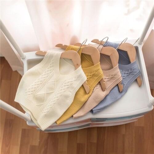 Baby Kids Clothes Girls Knitted Vests 2021 Spring Autumn New Solid Twist Sweater Boys Sleeveless Tops for Childrens Clothing