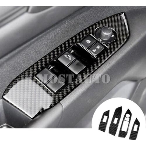 For Mazda CX-8 Carbon Fiber Car Door Window Switch Button Trim Cover 2018-2019 4pcs Car Accessories Interior Car Decor Car Trim