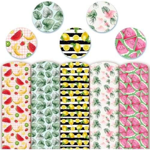 A4 Pu Leatherette Fruit Printed Faux Leather Fabric Synthetic For Sewing Bow Bag Sofa Car Diy Hademade Material 20x30cm Sheets