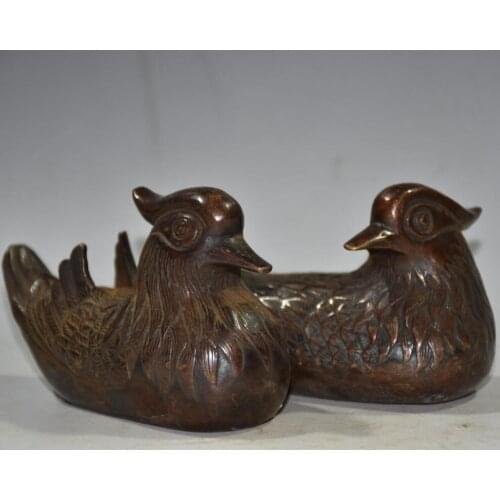 China brass archaize Mandarin duck crafts statue A pair