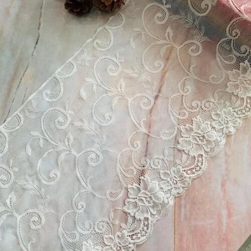TD2235 25cm Broadens lace fabric white garment accessories Hem Trim cut-out White Mesh embroidery belt