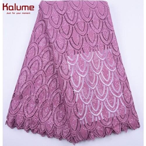 Kalume Onion African Milk Silk Guipure Cord Lace Fabric Embroidery Sequin Nigerian Water Soluble Cord Lace Fabric For Party 2058