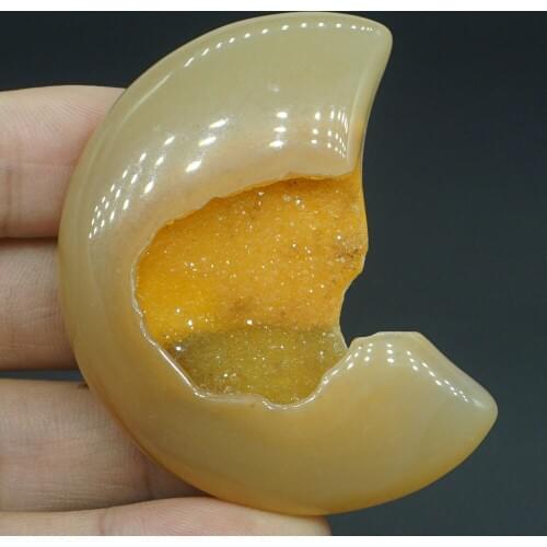 Moon Sculpture Natural Gemstone Agate Geode Figurine Crystal Healing Decor#6