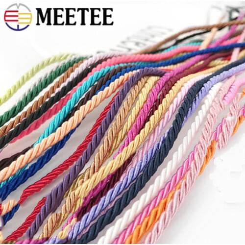 Meetee 10Meters 3mm Polyester Braided 3 Strand Twisted Rope Cords Thread DIY Jewellry Cushion Pillow Bag Decor Accessories CD006