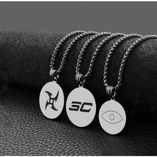 Fashion titanium steel digital round necklace pendant popular all-match jewelry hot sale
