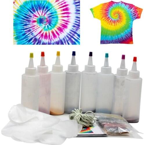Tie-dye DIY Kit with Rubber Bands Gloves Safe Non-toxic Shirt Fabric DIY Fashion Dye Kit Clothing Graffiti Family Dye Supplies