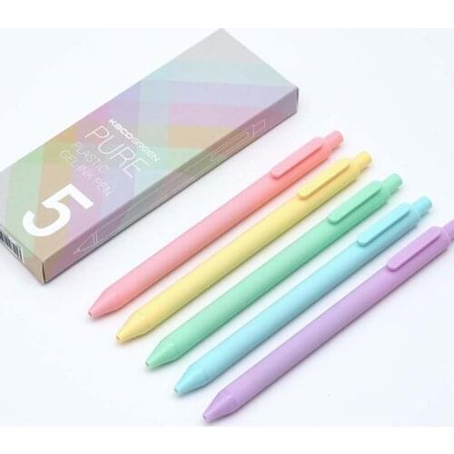 5pcs Pure Body Gel Pen Set 0.5mm Ballpoint Black Ink Color Pens Vintage Writing Gift Office Kawaii School Supplies EB696