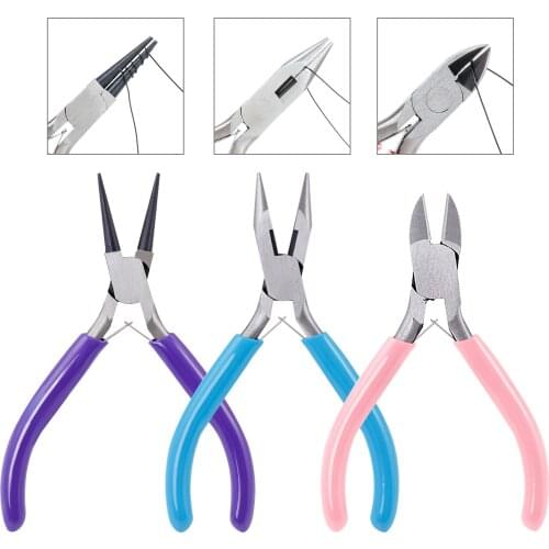 Jewelry Pliers Set, 3 Pack Jewelry Making Tools Kit include Round Nose Pliers,Needle Nose Pliers,Wire Cutters for Jewelry Making