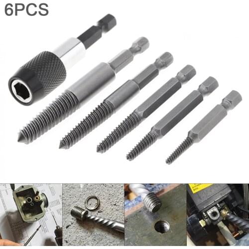 1pcs/6pcs HSS Screw Remover Drill Bits with Hex Shank and Spanner Broken Speed Out Guide Set Broken Bolt Remover Easy Out