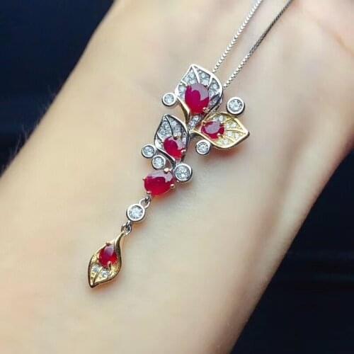 2020 new fashion natural ruby necklace real 925 silver women necklace natural gem girl party gift lucky birthstone cancer