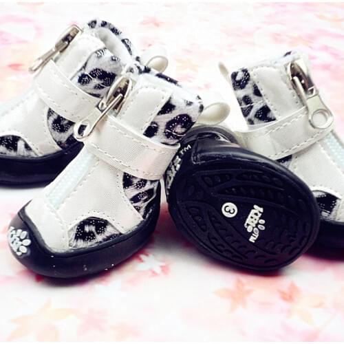 Leopard print dog shoes Waterproof Non-Slip pet shoes for Small dogs cats autumn and winter snow boots 4pcs/lot