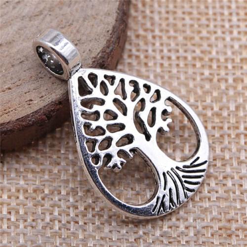 Handmade Pendants For Jewelry Accessories 8pcs Life Tree Charms 21x35mm Antique Silver Plated