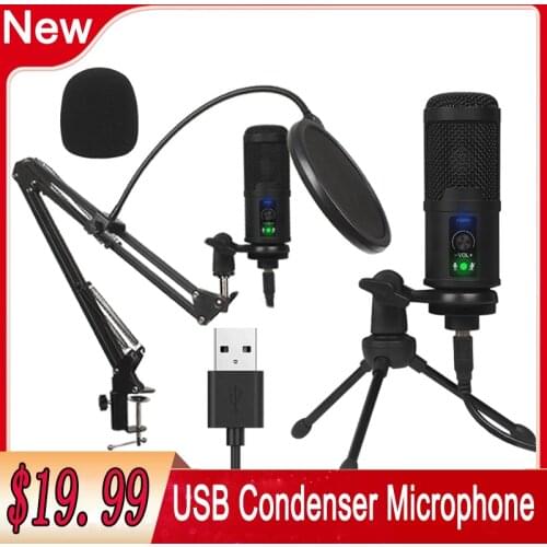 2021 New Microphone Professional Condenser USB Microphone Studio Recording Microphone PC karaoke YouTube Video Mic Stand Kit