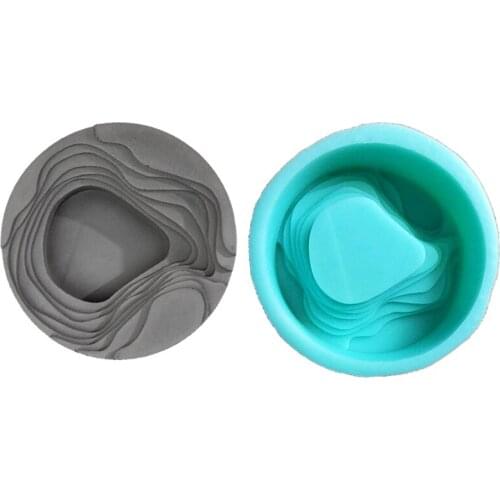 Silicone Mold Cement Ashtray Concrete Art Ashtray Storage Plate Terraced Fields Design Cement Life Supplies Mould PRZY No.s8008