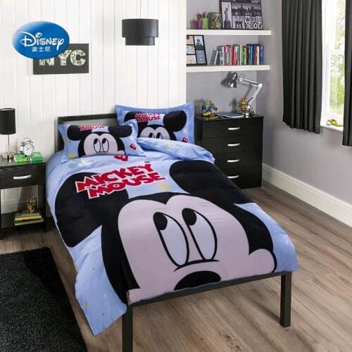Light Blue Cotton Disney Mickey Mouse Quilt Set No Padding Bedding Linen Quilt Set Boys Children Bedroom Decoration 1.5m Bed
