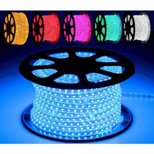 LED Strip 5050 220V Waterproof Flexible LED light Tape 220V lamp Outdoor String 30m 40m 50m 60m 60LEDs/M