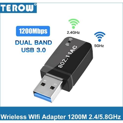 TEROW Dual Band Mini USB 3.0 Wifi Adapter Wireless 802.11AC 2.4/5.8GHz AC1200 Compatible with 802.11 a/b/g/n/ac for PC/Desktop