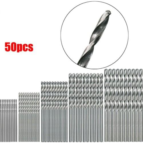High Speed Steel Twist Drill / Straight Shank Drill Hand Drill 50PC Bit 1.0-3.0mm Round Handle