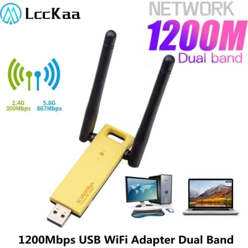 LccKaa 1200Mbps USB 3.0 Wifi Adapter Dual Band 5GHz 2.4Ghz 802.11AC RTL8812 Wifi Antenna Dongle Network Card For Laptop Desktop