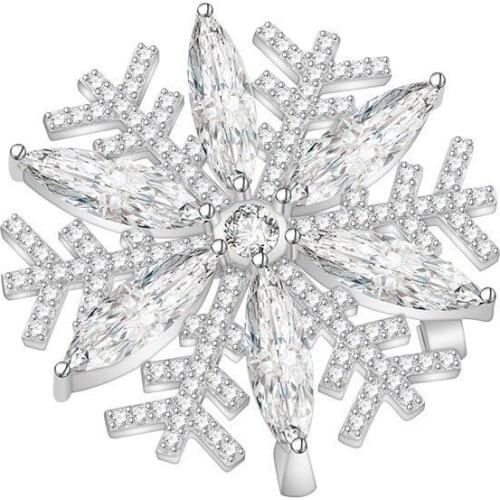 Crystal Jewelry Micro-inlaid Zircon Fashion Snowflake CZ Brooch Suit Decoration Buckle Female Clothes Accessories hijab Pin Gift