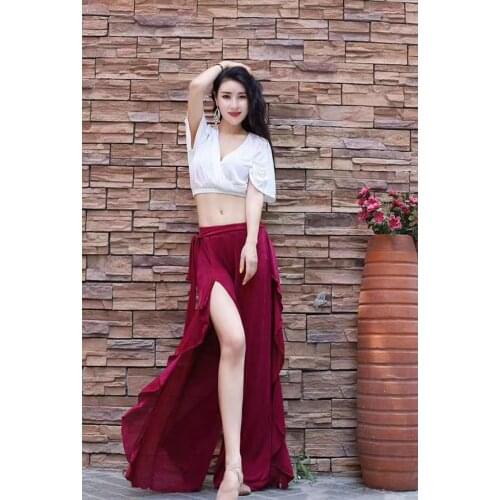 Belly Dance Female Adult Sexy Half sleeve Tops Practice Clothes New Split Trousers Performance Clothing Spring And Summer