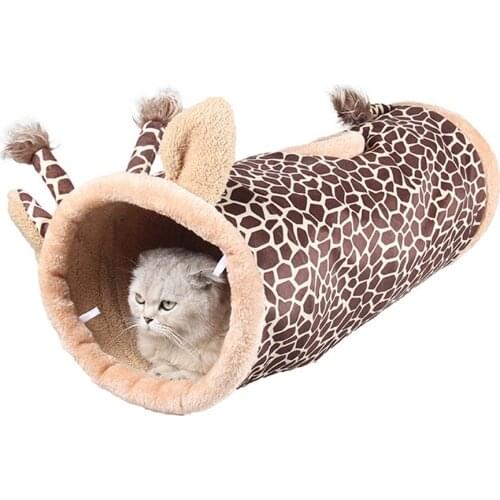 Winter Warm Cat Tunnel Short Plush Pet Training Toys For Cats Kittens Collapsible Crinkle Play Tunnels Tubes 3 Holes Rabbit Cave